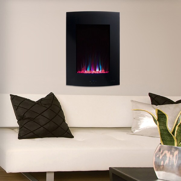 Black Vertical Curved fireplace